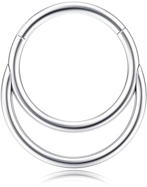 BodyBonita 18G Septum Piercing Klicker - 316L Edelstahl Nasenring für Frauen Männer Nasenpiercing Dangle Ohrringe Hoop Knorpel Conch Piercing Schmuck Tragus Daith Helix Silber 8 mm Crescent Layered
