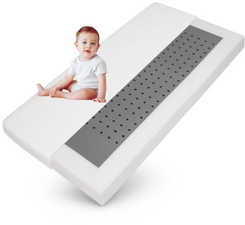 Sleepneo Kindermatratze 70x140 mit Trittkante, Höhe 11cm, Bezug waschbar, Oeko TEX & CertiPUR Zertifiziert, Kinder Baby-Matratze 70x140 für Kinderbett und Babybett