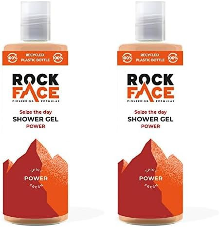 Rock Face Power Shower Gel 410ml | All in One Body Wash | Fresh Spicy Scent | Suitable for Hair and Body | Long-Lasting Scent (Pack of 2)
