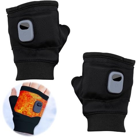 Heated Work Gloves,Electric Gloves for Women,3 Speed Adjustable Heated Riding Gloves,Rechargeable Fingerless Heated Gloves,Heated Gloves for Winter, Fast Heating, for Sports Outdoo (Black)