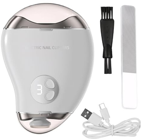 Electric Nail Clipper Electric Nail Trimmer Electric Nail Clippers for Toenails Double-Headed Cute Mango Shape Trimmer and Polisher 2-in-1 with LED Light & Nail File 3 Speeds LCD Digital Display