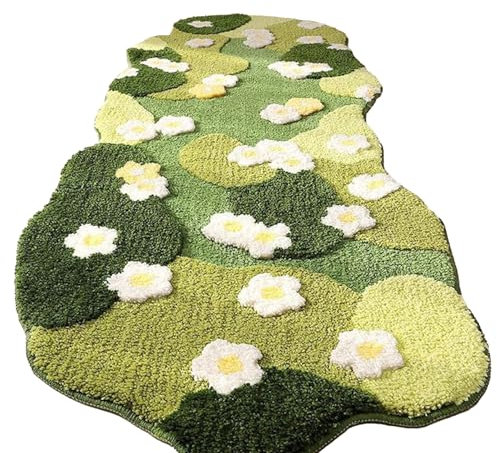Yagosodee Moss Rug, 3D Stereo Irregular Rug Flowers, Grass Moss Rug for Living Room Bedroom, Indoor Floor Plush Shaggy, Rug Anti- Slip Modern Rugs (60 * 160cm)