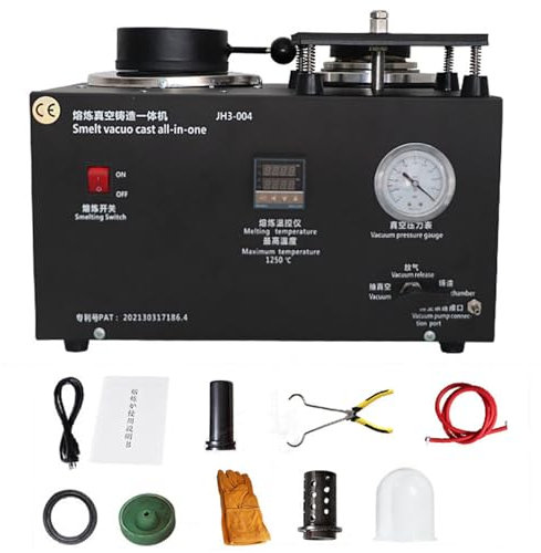 Machine de coulée sous vide de four de fusion d'or, machine de four de fusion, four de fusion d'or de 2 kg, avec creuset en graphite,pour fondre l'argent, l'or et le cuivre