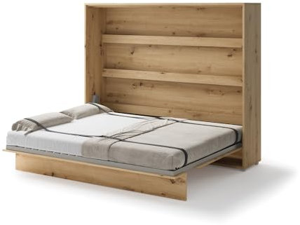 Friderik Bed Concept BC-14 Wandklappbett Horizontal Schrankbett ohne Matratze, 160x200 cm (Artisan-Eiche)