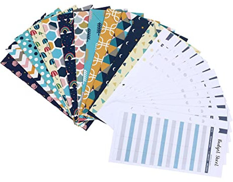 NUOBESTY 12stücke Teiliges Budget-umschlag-set Geldumschläge Mit Verschiedenen Druckdesigns Budgetblätter Und Aufkleber Für Bargeldumschläge Und Coupon Organizer