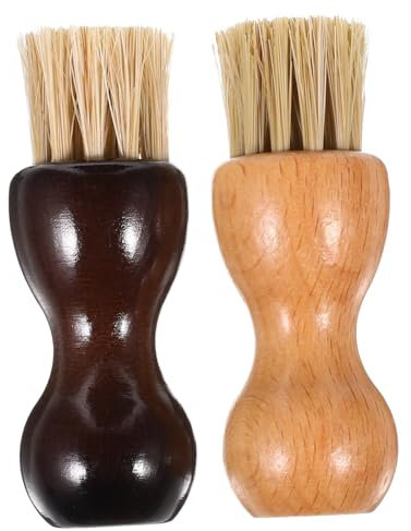 BESPORTBLE Cepillo para Zapatos 2 Piezas Cepillo Aplicador De Madera y Oscura Limpieza y Pulido Hombres y Mujeres Portátil y Compacto Cerdas Suaves