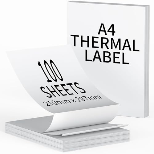 Lot de 100 feuilles de papier thermique A4 (plié), 210 × 297 mm, papier d'impression continu, compatible avec l'imprimante thermique portable MT800Q, pour le travail en voyage ou à la maison, l'image