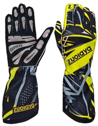 Pegciuho Karthandschuhe, Gaming Sim Racing Handschuhe, Steuerungshandschuhe, Lange Gaming Handschuhe mit Rutschfestem Griff für Outdoor Sportarten, Go Kart, Kart, Gaming, Gelb