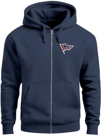 Neverless® Herren Sweatjacke mit Kapuze Print Norwegen Norway Zipjacke Zip-Hoodie Männer Skandinavien Streetstyle