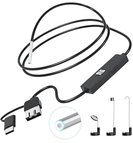 Endoskopkamera Mit Licht 1M, Endoskopkamera Handy, Rohrkamera 1080P HD, 3,9Mm Objektiv Ip67 Wasserdicht Inspektionskamera Mit 6 Leds, Inspektionskamera Ohne Wlan Erforderlich für Mobiltelefone Tablets