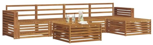 vidaXL Outdoor-Sofagarnitur 6 pcs Natur Massivholz Akazie, Outdoor Sofa, modernes Gartenmöbel für Terrasse, gemütliches Sitzset, robust und stilvoll