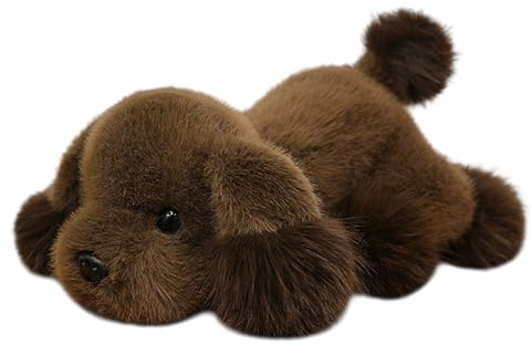JORCEDI Hunde Kuscheltier, Liegende - Plüsch-Hund, Gewichts-Plüschtiere, Weiches Flauschiges Welpe Plüschtier, Niedlicher Stofftier Begleiter für Kinder & Geschenk (65 cm,Braun)