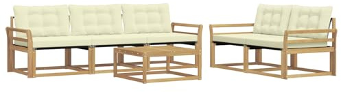 vidaXL Outdoor-Sofagarnitur 6 pcs Weiß und Creme 79 x 79 x 37 cm, Garten-Sofa, modernes Ecksofa, Robustes Loungemöbel, stilvolle Terrasse, Bequeme Sitzgruppe