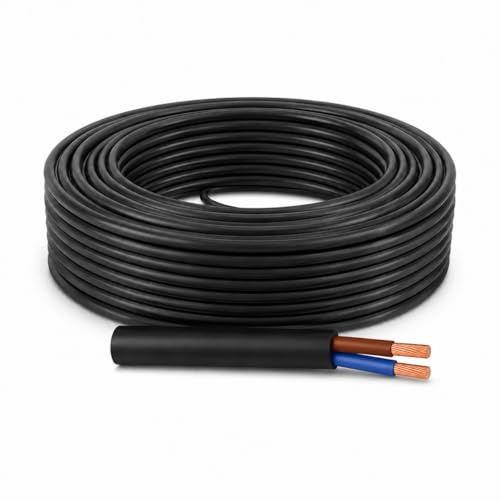 WEBMATEL Cable RV-K 2x2.5mm 0.6/1kV 25 Metros - Manguera Industrial RVK 2,5MM2 Bipolar para Instalación Eléctrica Exterior y Interior