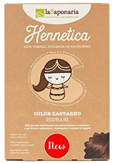 LA SAPONARIA - PflanzenhaarfarbeIndrani Kastanie - Verleiht Glanz - Sorgt für mehr Fülle - Ohne Natriumpikramat - 100% vegan, bio & fair-trade