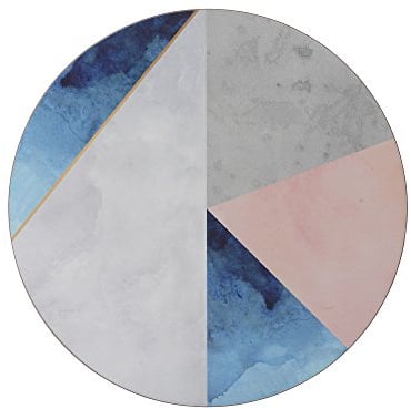 Creative Tops - Tovagliette rotonde stampate con retro in sughero, 29 cm, colore: Blu/Grigio