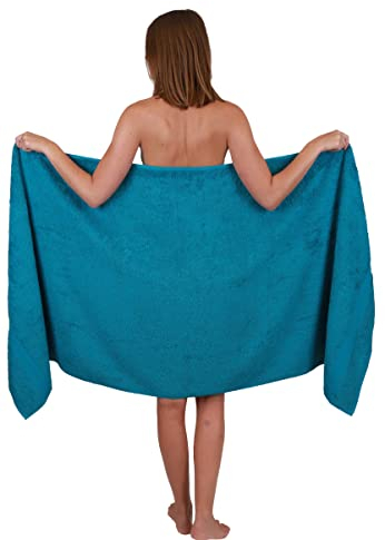 Betz Saunatuch Saunatücher groß XXL Größe 80 x 200 cm Badetuch Badetücher Palermo 100% Baumwolle Farbe Petrol