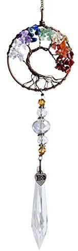 Crystal Prism Pendant Glass Hanging Ornament Life Tree Suncatcher Colorful Hanging Decor Ourdoor Rainbow Maker