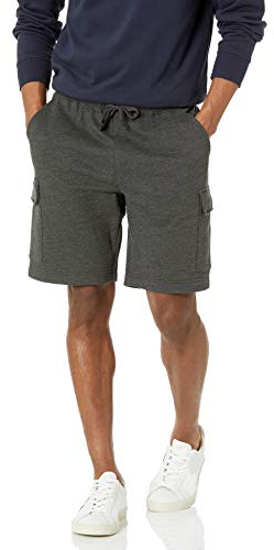 Amazon Essentials Pantaloncini cargo in pile Uomo, Carbone Puntinato, XXL