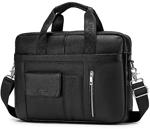 SPAHER Mens Leather Laptop Bag Briefcases for Men 15.6 Inch Leather Briefcase Business Work Laptop Handbag Shoulder Bag Messenger Bag with Removable Strap Daily Man Bag Gift for Man