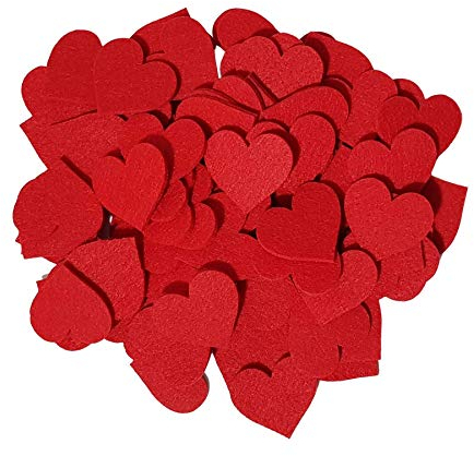 edelkern Filz Herz Deko | rote Filzherzen | rote Streudeko Herzen aus Filz zum Dekorieren und Basteln (DIY) | 80 Stück