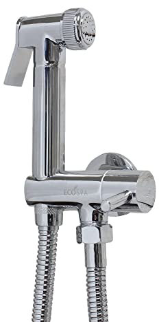 ECOSPA Handheld Bidet Spray Kit Chrome Shattaf Douche with Holder, Hose and Shutoff