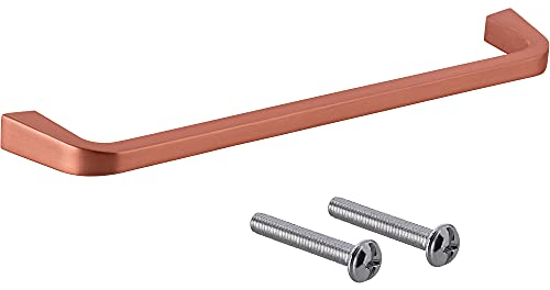 Gedotec Möbelgriff Kupfer gebürstet | BA 160 mm | Bogengriff für Schubkästen | ESTE | Design-Griff für Küchen-Schubladen | Relinggriff für Schranktüren | 1 Stück - Kleiderschrankgriff zum Schrauben