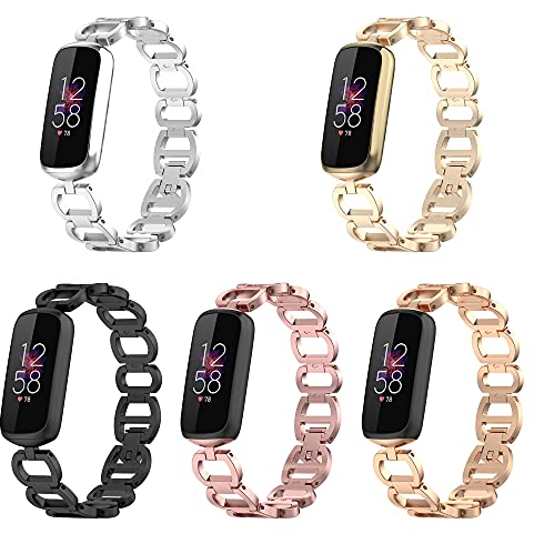 Hoopyeecase Metall Ersatz Armband Kompatibel mit Fitbit Luxe, Einstellbar Edelstahl Zubehör Armband Gurt Pro Fitbit Luxe Frauen Männer