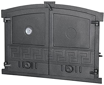 BBQrolling Porte de four en fonte de qualité supérieure avec thermomètre, porte ouverte pour four à pain, 600 x 430 cm