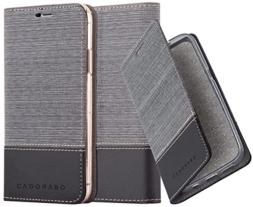 Cadorabo Hülle kompatibel mit Apple iPhone 13 PRO MAX aus Jeans und Kunst Leder Flip Klappbare Stoßfeste Magnetische [Standfunktion] [Kartenfächern] Cover Hülle für iPhone 13 PRO MAX Tasche in Grau