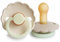 FRIGG Daisy Night Schnuller 2 Packung | Latex Schnuller |BPA-Frei |Hergestellt in Dänemark | Symmetrischer Sauger in Kirschform (Cream Night/Croissant Night, Größe 2 (6-18 Monate))