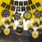Silvester Deko 2025 Set, Happy New Year Deko 2025 Deko Silvester Party 2025 Silvesterdeko Decoration Girlande, Black Gold Deko Silvester Party Dekoration, Neujahrsdeko Accessoire für Silvesterparty