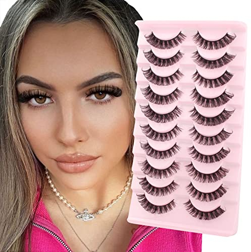 Parriparri Faux Cils Volume Russe Cils 3D Russian Lashes 10 Paires Faux Cils Naturel Dramatique Fluffy False Mink Eyelashes Volumineux Fake Lashes Moelleux Faits à La Main