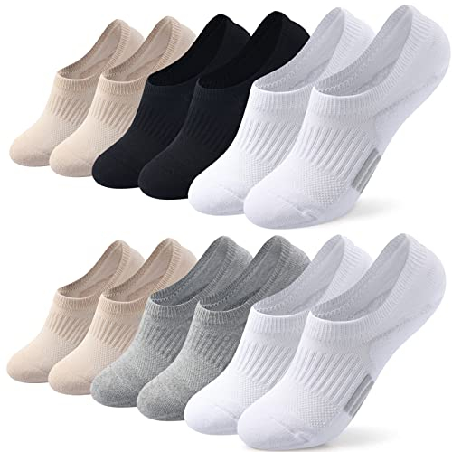 Toes Home 6 Paar Sneaker Socken Damen 39-42, Füßlinge Sneakersocken mit Silikonpad, Füsslinge Sportsocken Laufsocken Gepolsterte Kurze Socken Mädchen Unsichtbar Bunt