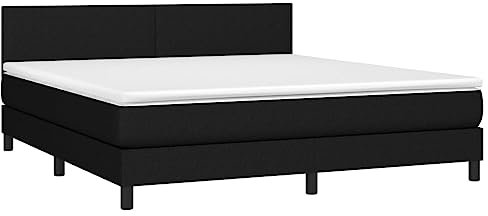 vidaXL Boxspringbett mit Matratze Polsterbett Doppelbett Bett Hotelbett Schlafzimmerbett Bettrahmen Bettgestell Lattenrost Schwarz 160x200cm Stoff