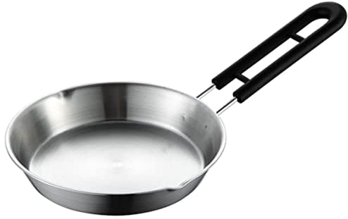 KICHOUSE Stainless Steel Mini Frying Pan Nonstick Egg Frying Pan Flat Bottom Skillet for Cooking Induction Compatible Heat Resistant Handle Design