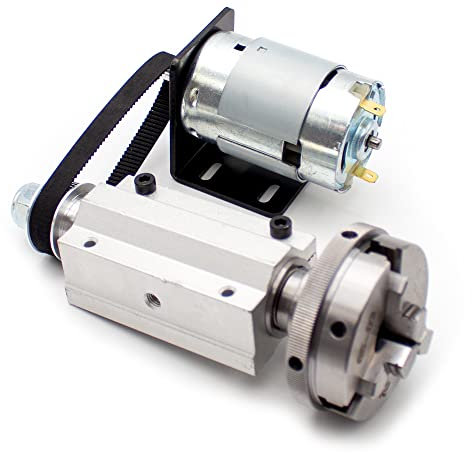 LeTkingok Allongé Sans Puissance 895 Moteur Tour Rotatif Broche à Bois Bricolage Curseur Assemblage, Micro Tour avec M14 * 1 Mandrin Rotatif (65MM 4 claws)