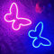 HFHungkeong Butterfly Neon Signs für Wand, Büro, Wohnheim, Hochzeit, Geburtstag, Party, Raumdekoration, Neon Butterfly Led Signs Butterfly Decorations 2 Stück (Eisblau + Rosa)