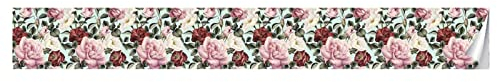 VisitRyl Tapetenbordüre selbstklebend Vinyl Sockelleiste Dekorative Bordüre Selbstklebende Home Bordüre Küche Tapetenbordüre selbstklebend für Badezimmer Wohnzimmer Rote Rose 15x300cm
