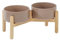 Havniva Ceramic 6.1inch Raised Dog Bowl with Stand for Small and Medium Breed Dog Dish Pet Food and Water Bowl (Double Bowl with Stand - Brown Coffee, 28oz)