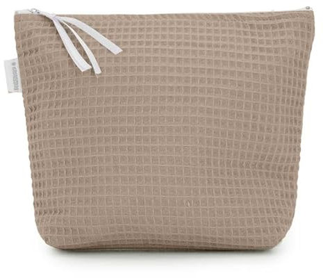 MIMUSELINA Trousse de Toilette pour bébé Nouveau né - Sac de Toilette pour bébé Fait Main - Sac de Toilette pour bébé Nouveau né Plastifié Anti ajouré et imperméable - Gaufre Taupe