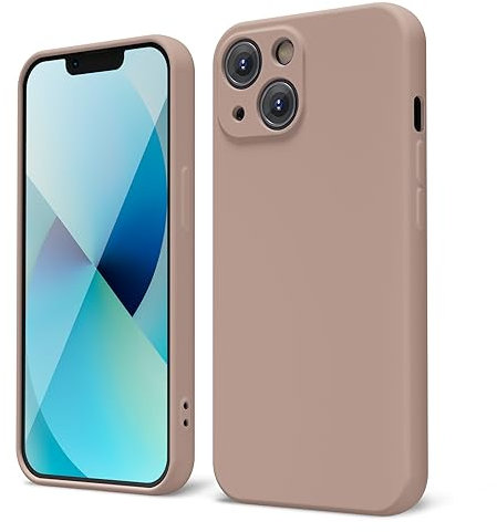 oakxco Designed for iPhone 13 Mini Phone Case Liquid Silicone, Cute Thin Slim Soft Rubber TPU Plain Smooth Gel Cover for Women Girl Aesthetic, Matte Solid Protective & Shockproof, Nude Light Brown