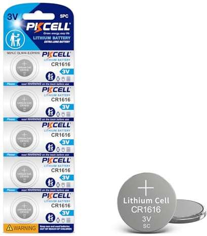 PKCELL 5 Pack CR1616 3V Lithium Battery CR 1616 Battery for Car Key Fob, Remote, Watch