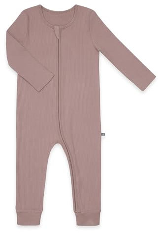 emma & noah Baby Schlafanzug, Weicher & Atmungsaktiver Strampler für Neugeborene, Oeko-TEX Zertifiziert, Langarm Pyjama mit Reißverschluss für Jungen & Mädchen, Ohne Füße (86, Essential Berry)