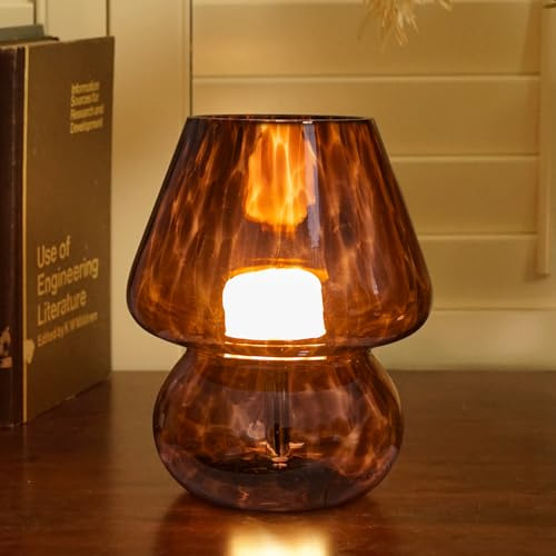 ULAROOM Pilzlampe Kleine Nachttischlampe mit 3 Temperatur-LED-Leuchtmittel, USB-Stecker, kostenloses Dimmen, Nachtlicht für Schlafzimmer/Wohnzimmer/Eingang/Eckdekor (Goldener Bernstein)