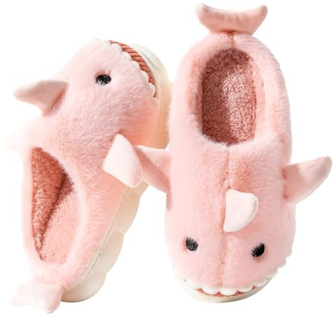 Fadezar Pantofole Donna Squalo/Mucca Ciabatte Donna Uomo Peluche Calde leggere Morbide Comode e Antiscivolo Ciabatte Invernali Rosa EU 35-36 (Misura suola 36-37)