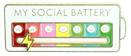 Clj Charles Le Jeune Pin's - My Social Battery - Mon Humeur Du Moment - Fond Blanc - Humour - qualité de finition - Epingle - Broche - Badge - PINS HUMOUR - ORIGINAUX