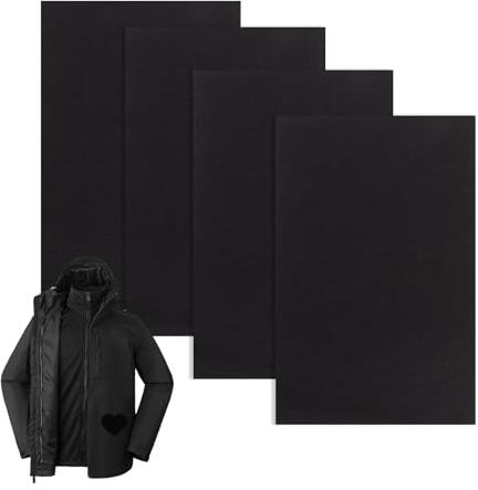 Guittly 4 Stück Flicken Selbstklebend Stoff, Selbstklebender Stoff, Stoffflicken Selbstklebend, Klebeflicken für Jacken, Zelt, Daunenjacke, Nylon Flicken Selbstklebend für Sofas, Autositze (Schwarz)