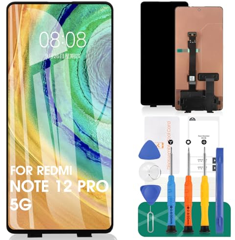OLED para Xiaomi Redmi Note 12 Pro 5G 2022 Pantalla LCD para Redmi Note 12 Pro 5G Reemplazo de pantalla 22101316C Kits de reparación táctil sin marco (negro, no para 4G)