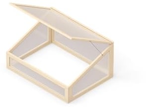Upyard Holz Frühbeet - Gewächshaus für Hochbeet 80x60 cm mit verschließbarem Deckel - klein Treibhaus aus Massivholz und UV-geschützem Polycarbonat, Frühbeetaufsatz 80x60x40, Naturholz